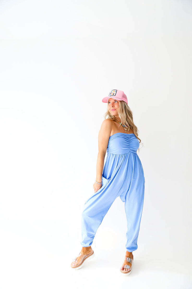 Just A Chiller Strapless Jumpsuit-Periwinkle