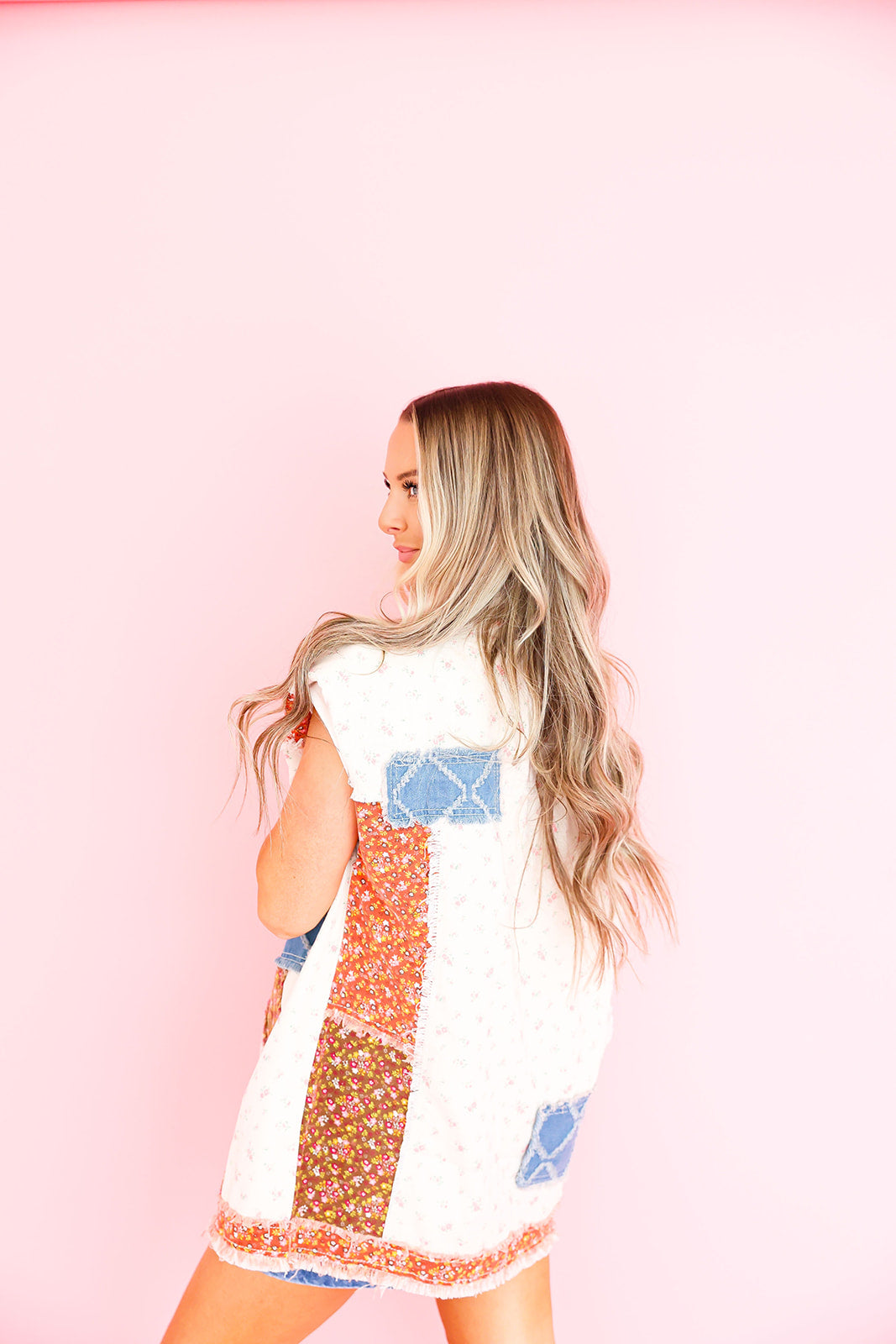 Feeling Unique Patchwork Floral Denim Vest
