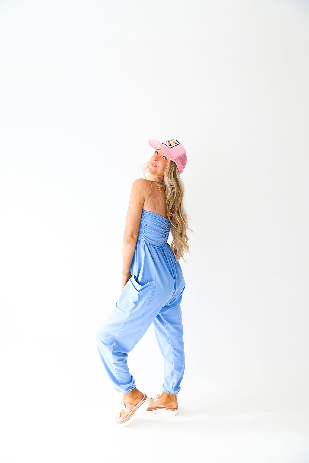 Just A Chiller Strapless Jumpsuit-Periwinkle