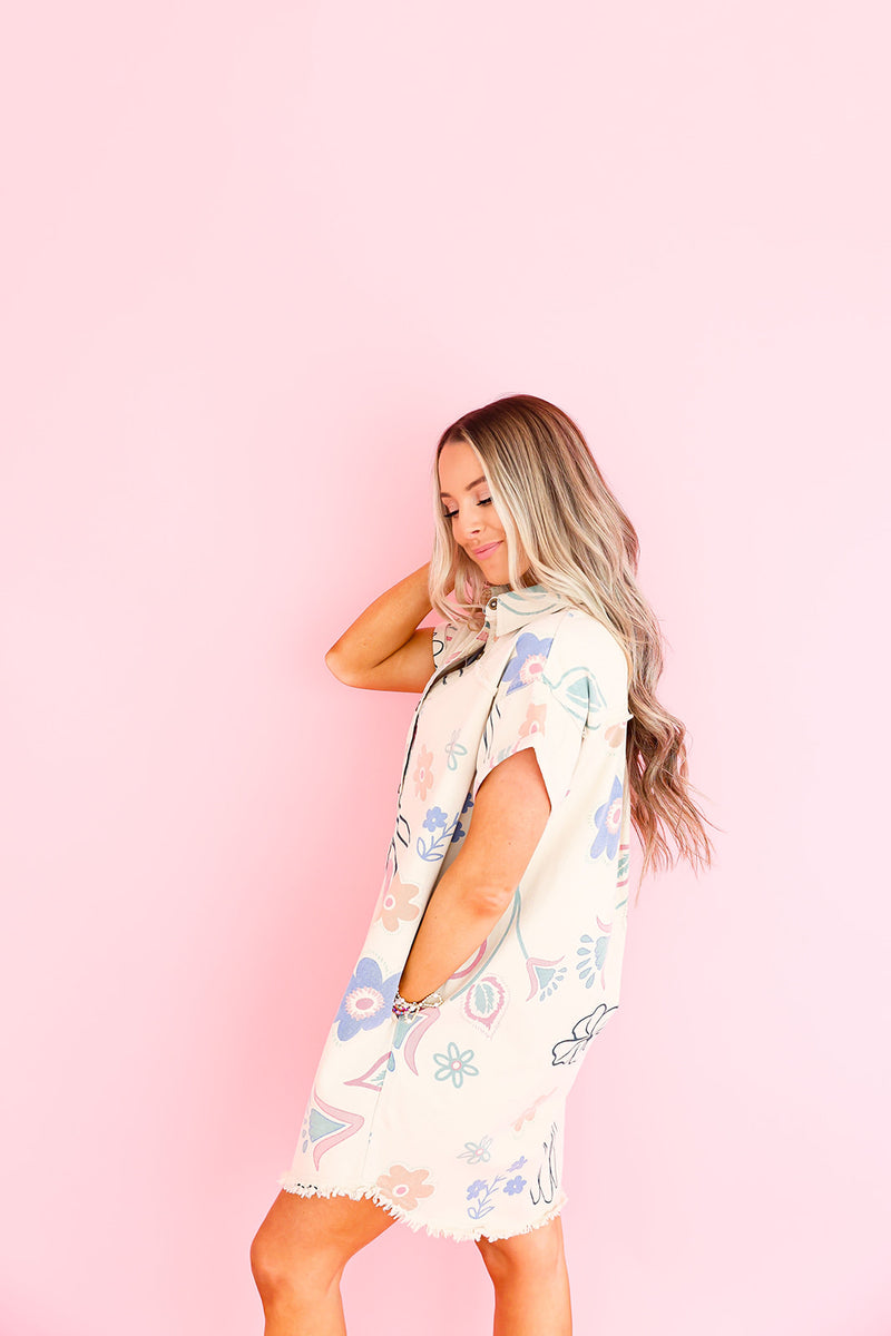 Freshly Picked Watercolor Denim Dress