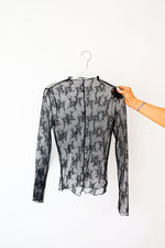 Lace Long Sleeve Layering Top-Black