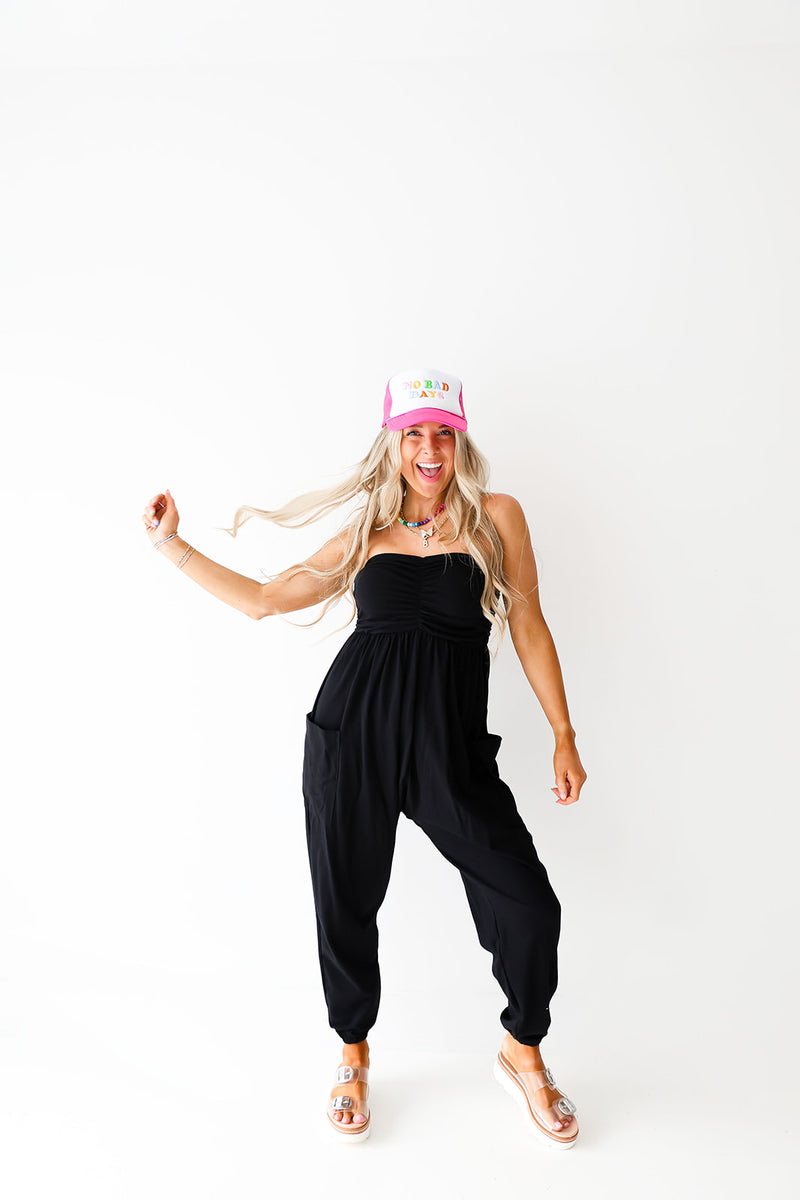 Just A Chiller Strapless Jumpsuit-Black