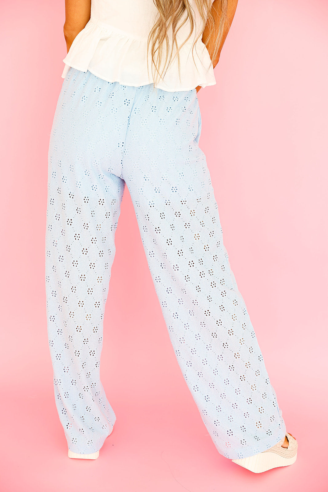 Daisy Days Eyelet Pant-Blue