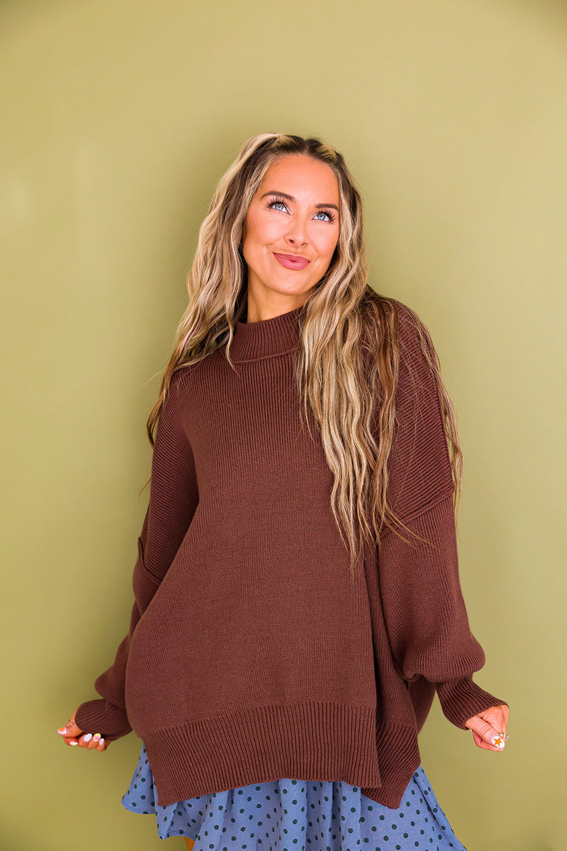 Say Yes Sweater- Chocolate RESTOCK