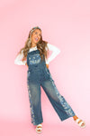 Flower Patch Overalls – Dark Denim