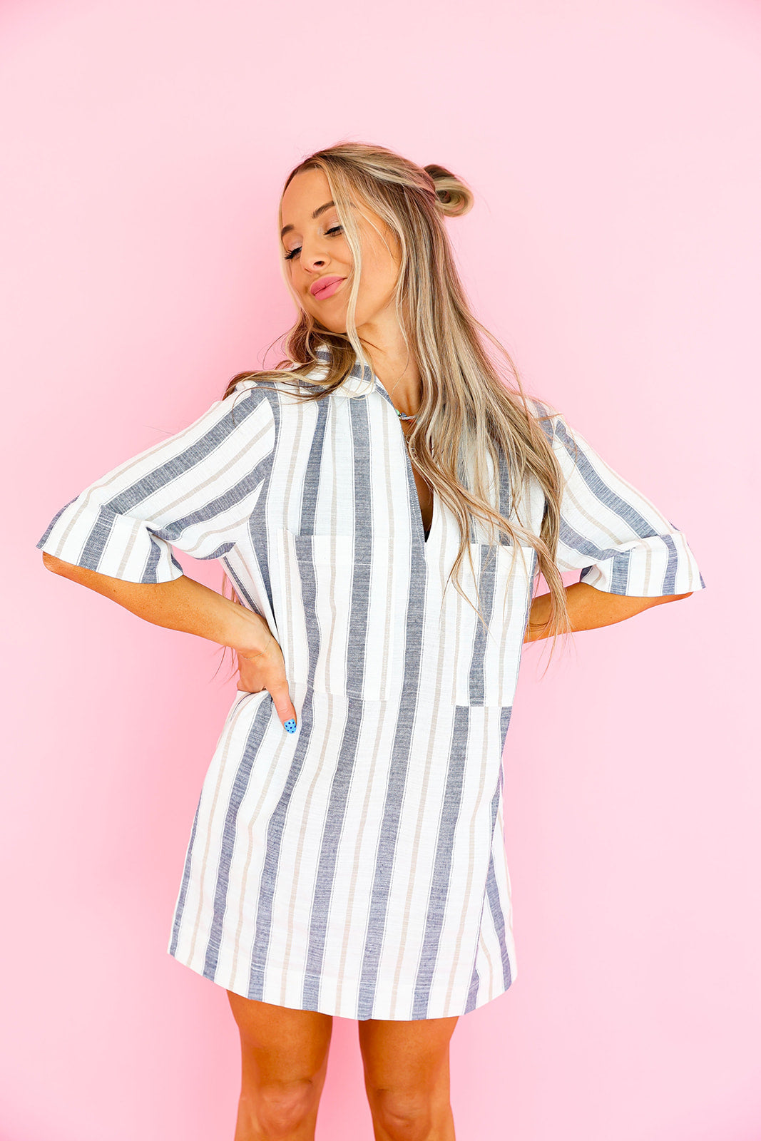 Coastal Stripes Shirt Dress
