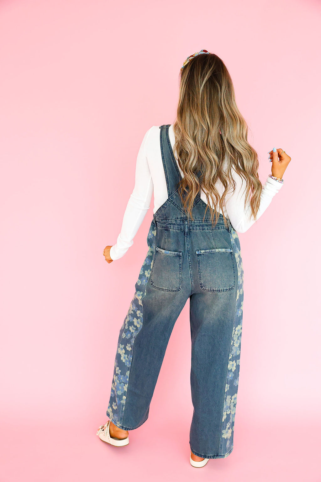 Flower Patch Overalls – Dark Denim