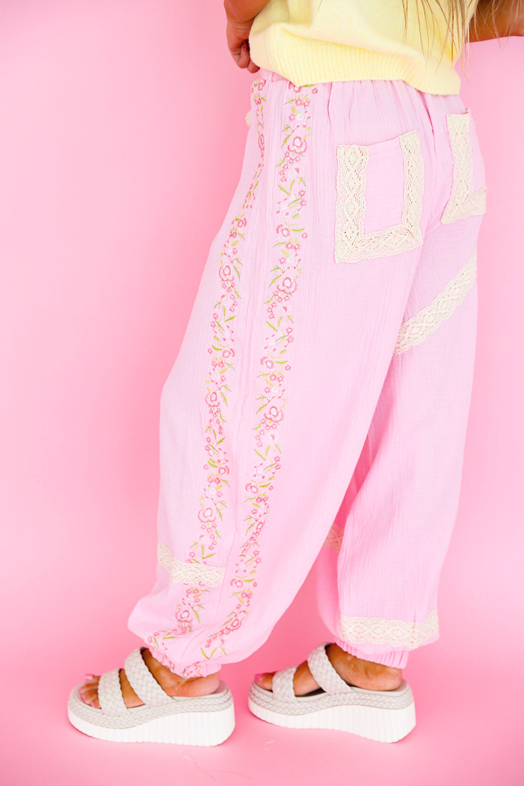 Cottage Pop Jogger Pants- Pink