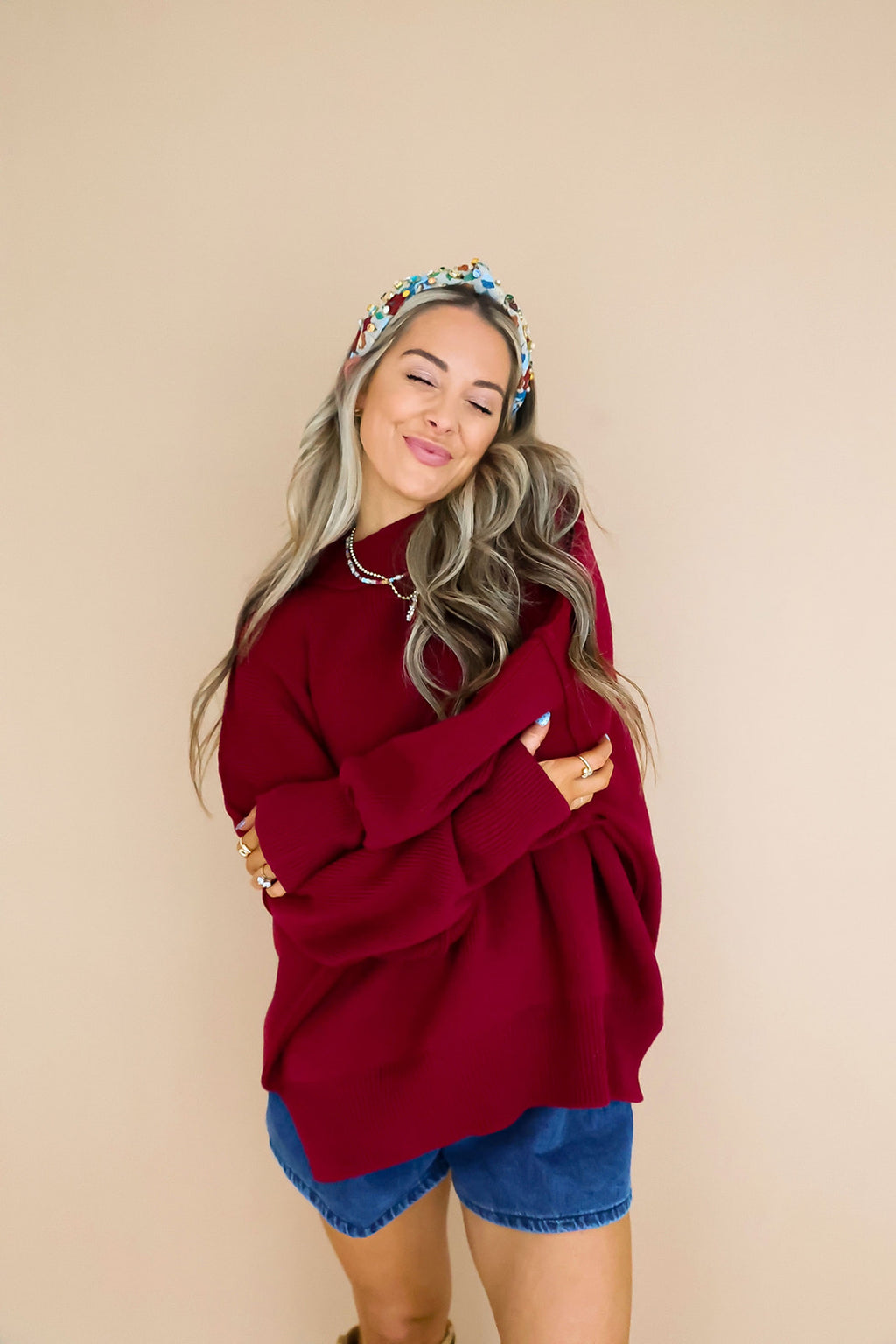 Say Yes Sweater- Cabernet