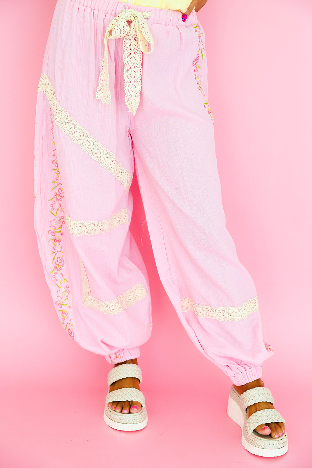 Cottage Pop Jogger Pants- Pink