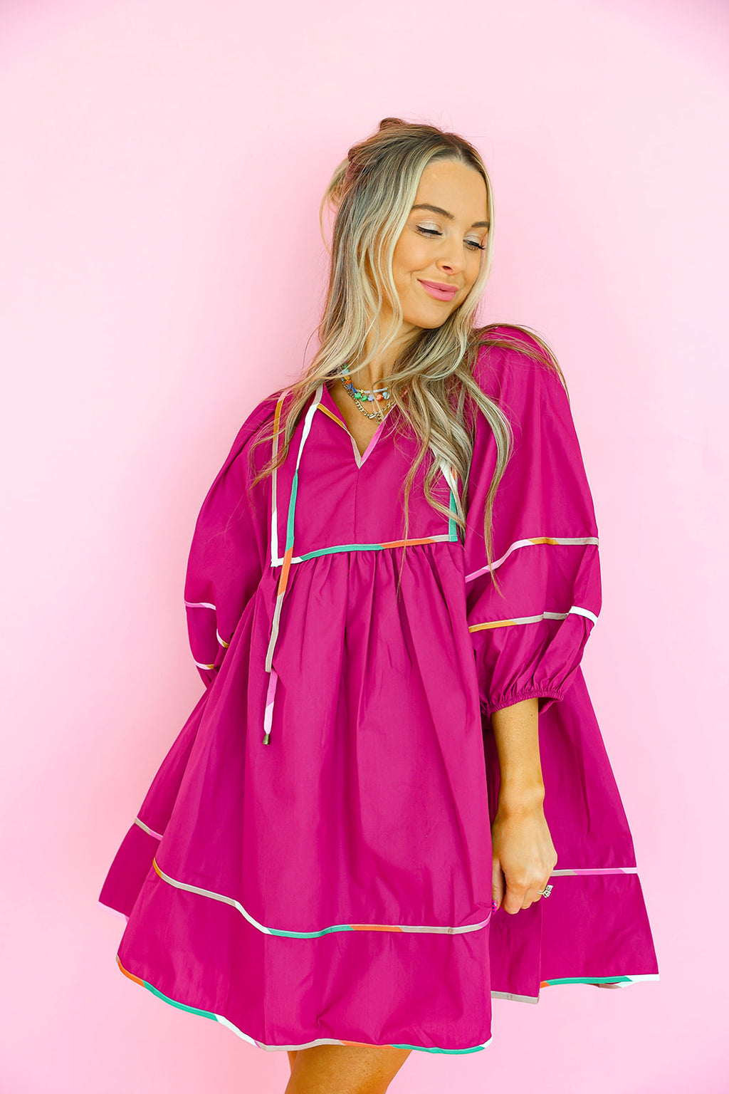 Berry Punch Balloon Sleeve Dress