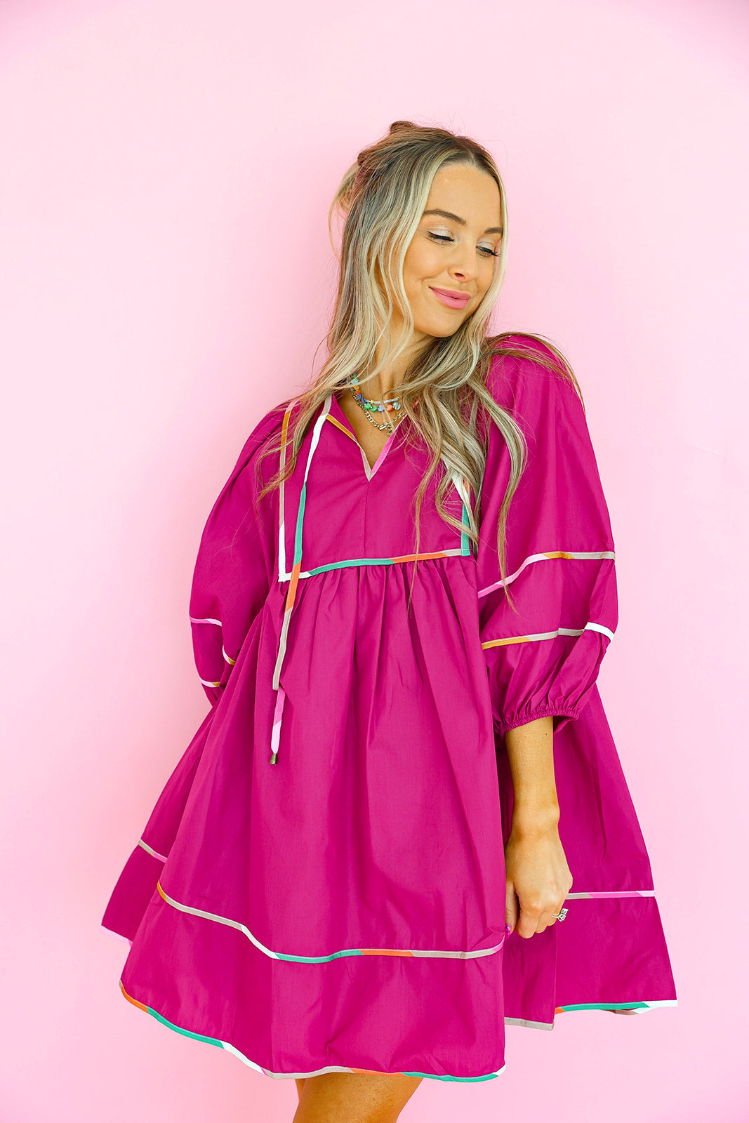 Berry Punch Balloon Sleeve Dress