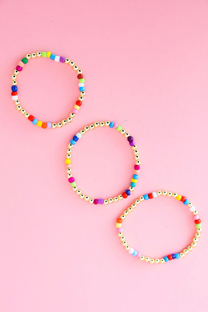 Rainbow & Gold Confetti Bracelet