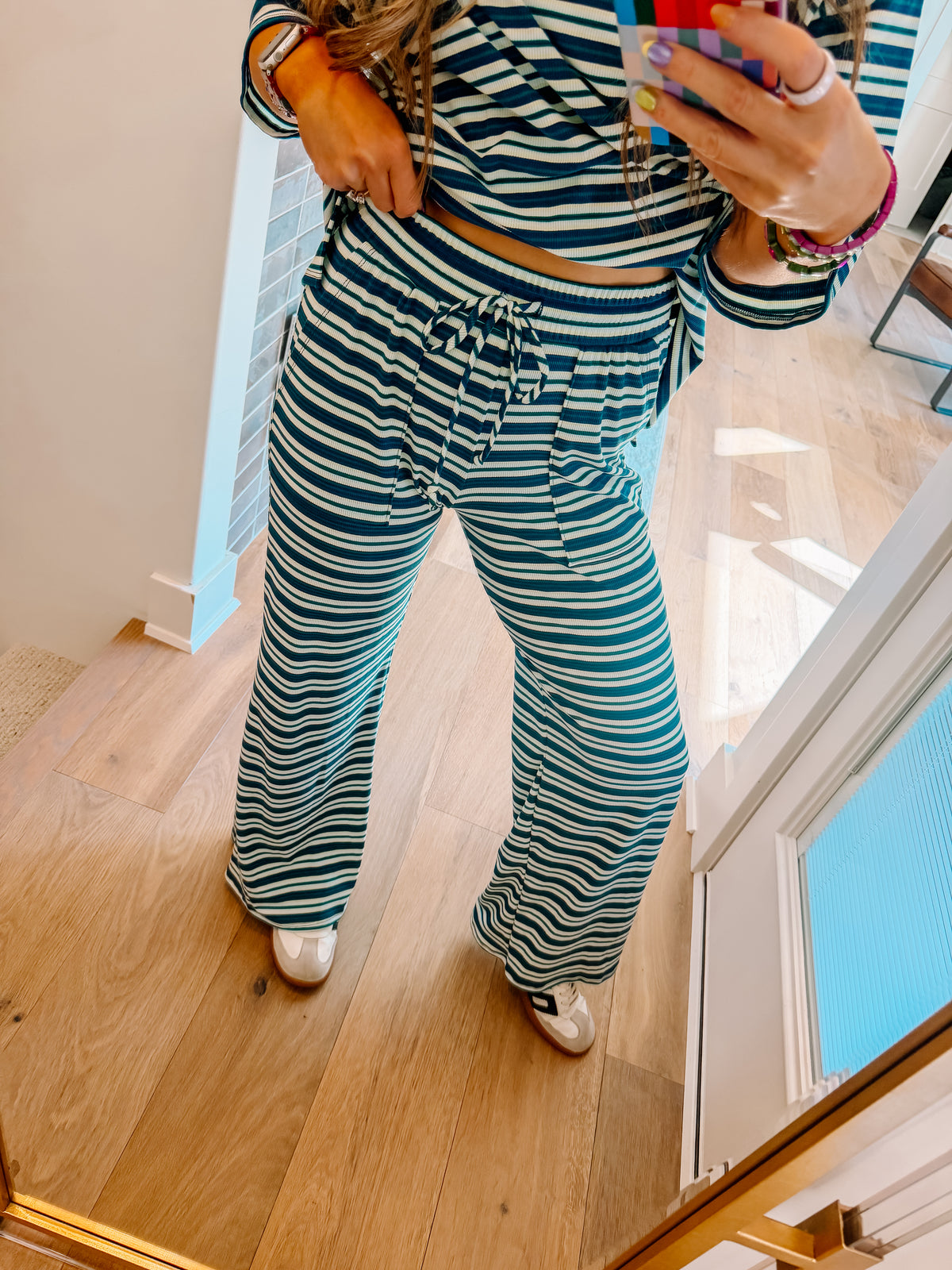 The Look Good Ribbed Set-Navy/Teal Combo