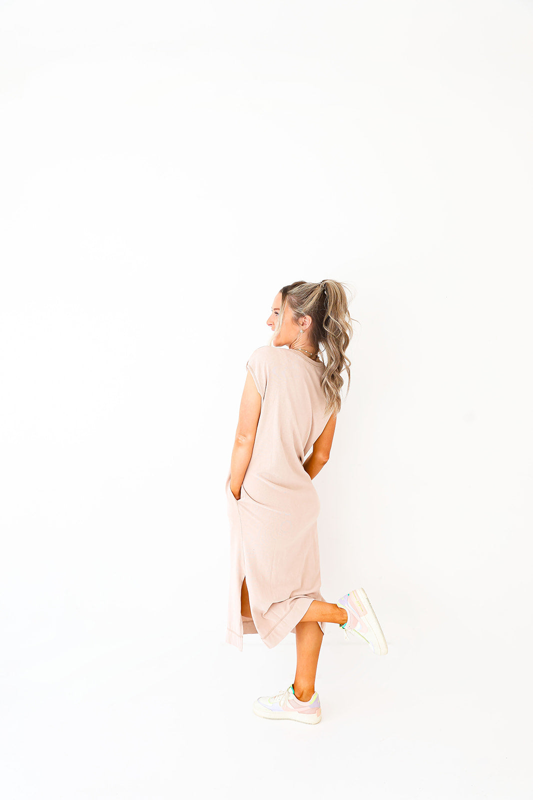 Simple And Sweet Dress-Taupe