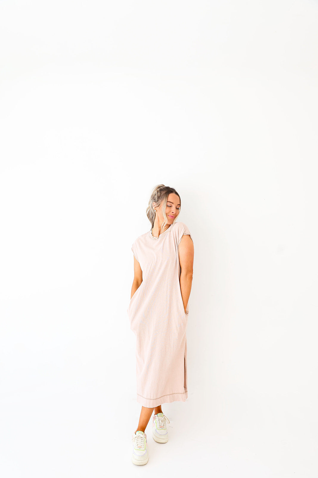 Simple And Sweet Dress-Taupe