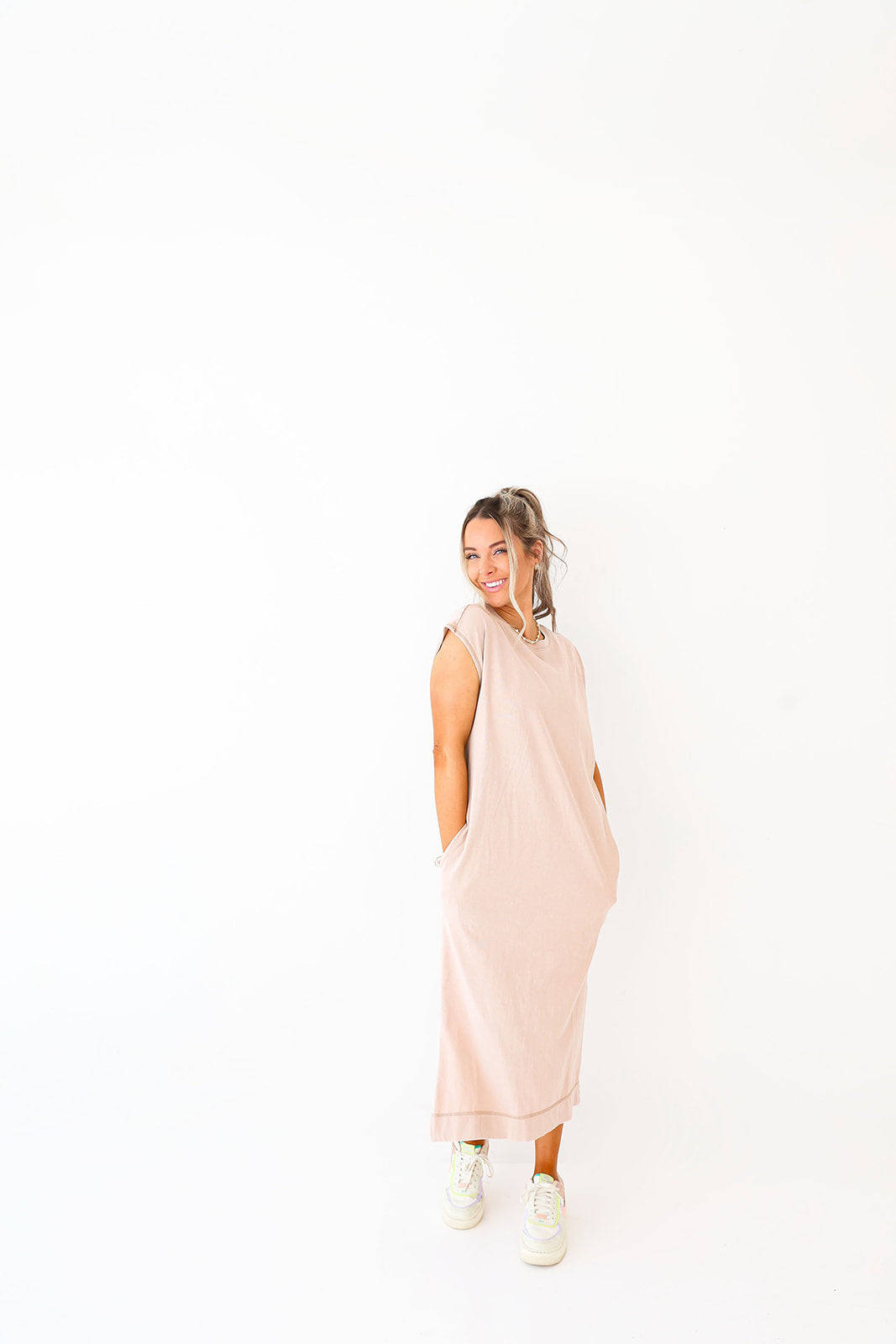 Simple And Sweet Dress-Taupe