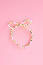 Gold & Pearl Bow Bracelet-Pink