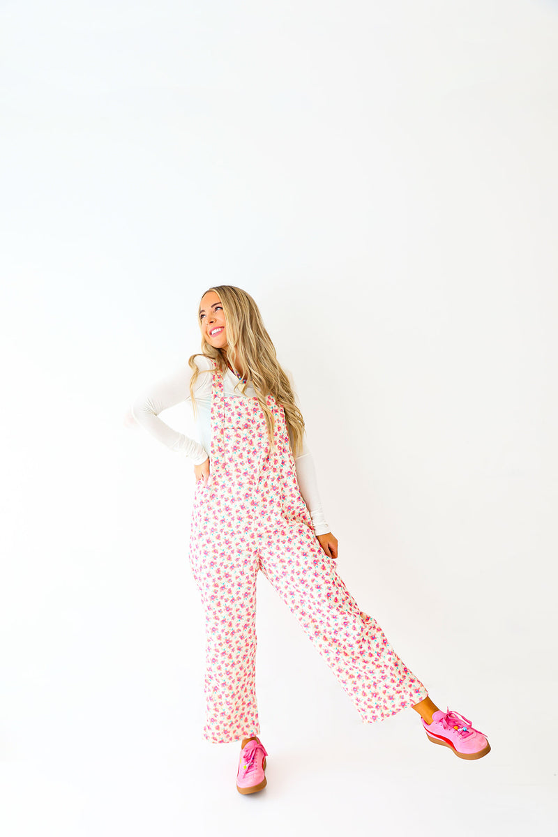 Jump To It Overalls-Floral Print