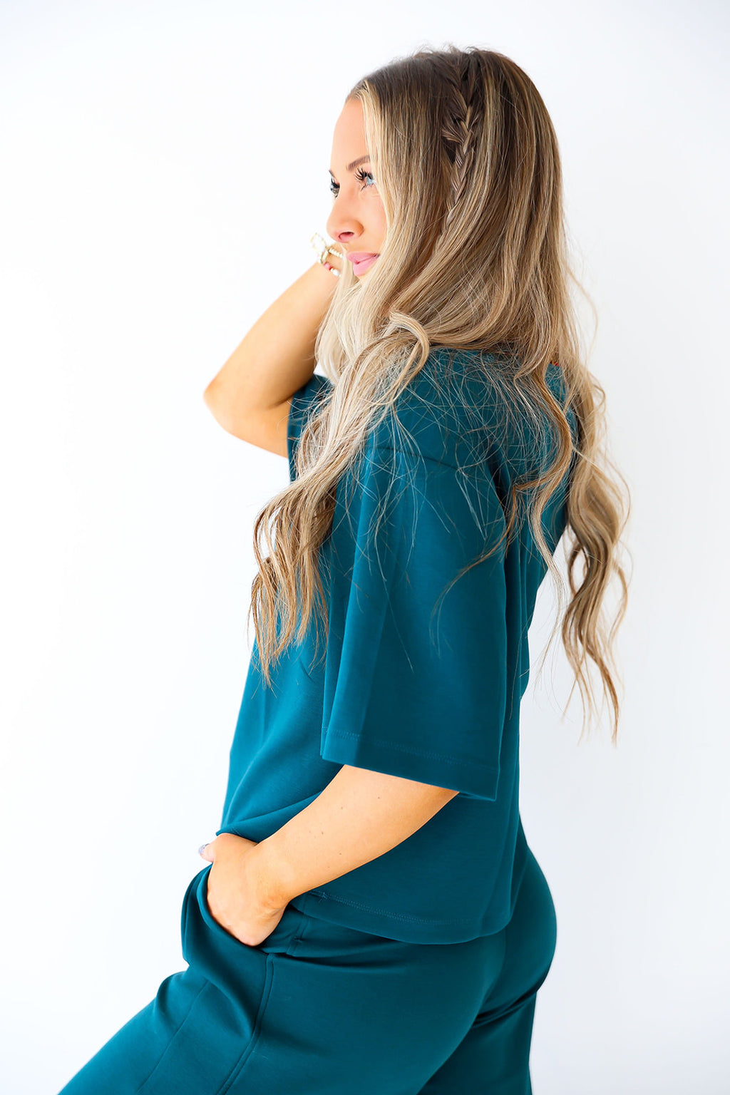 Scuba Luxe Boxy Top- Dark Green