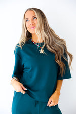 Scuba Luxe Boxy Top- Dark Green