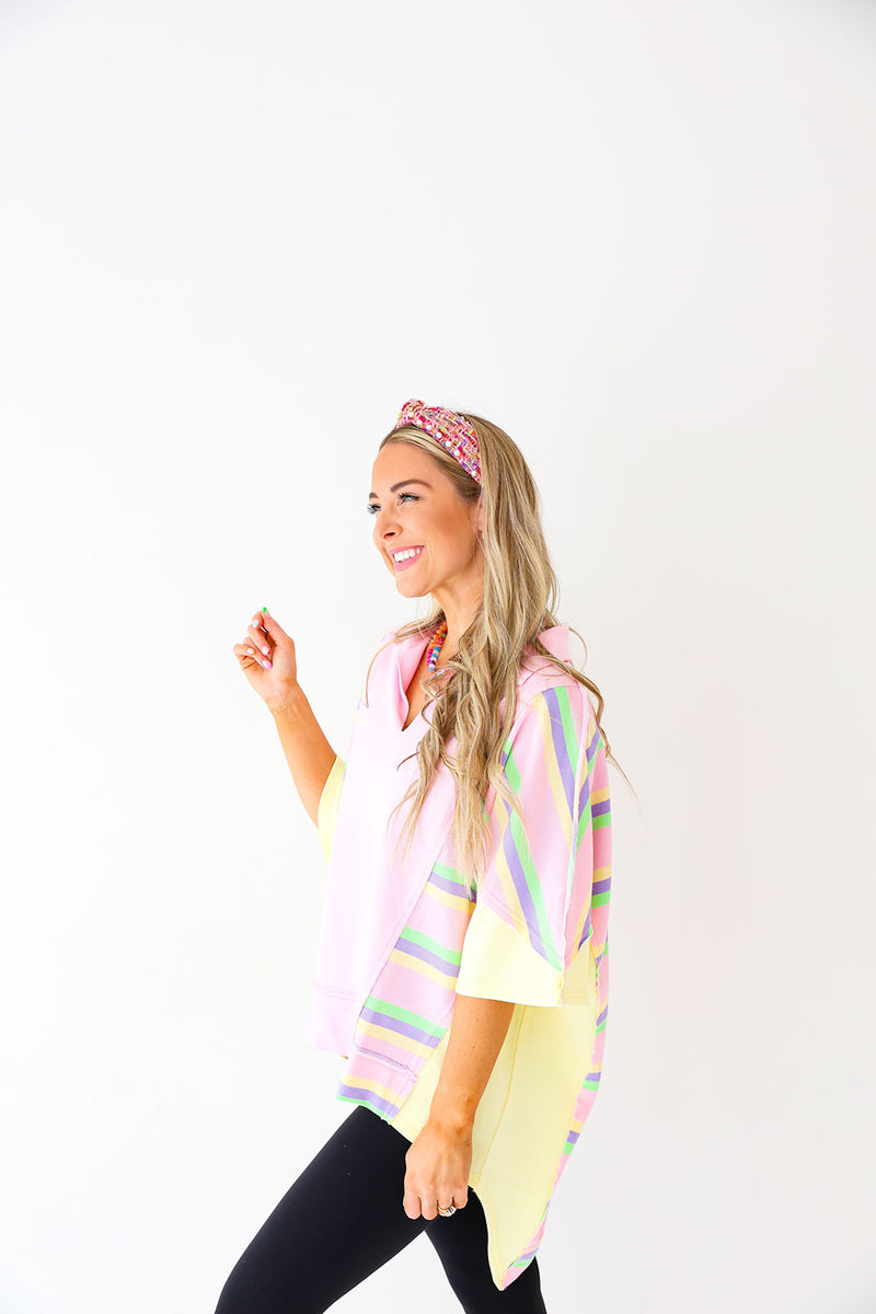 Pastel Party Contrast Stripe Top