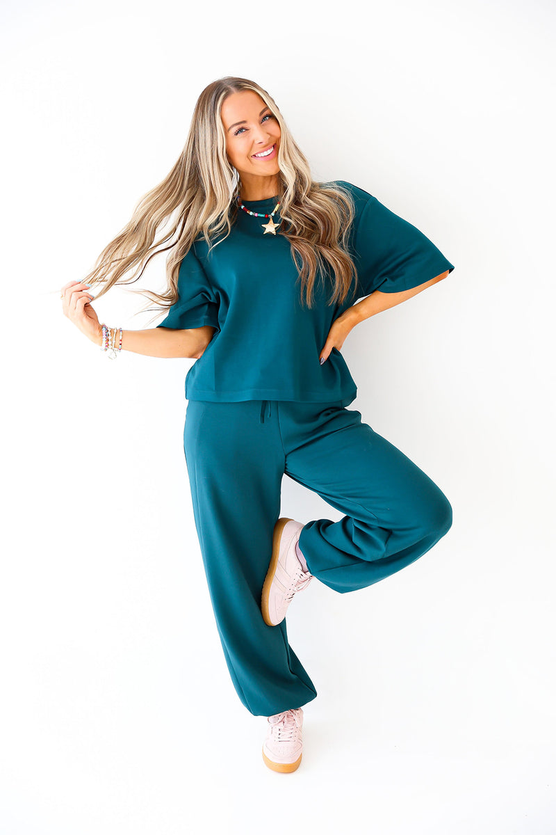 Scuba Luxe Boxy Top- Dark Green