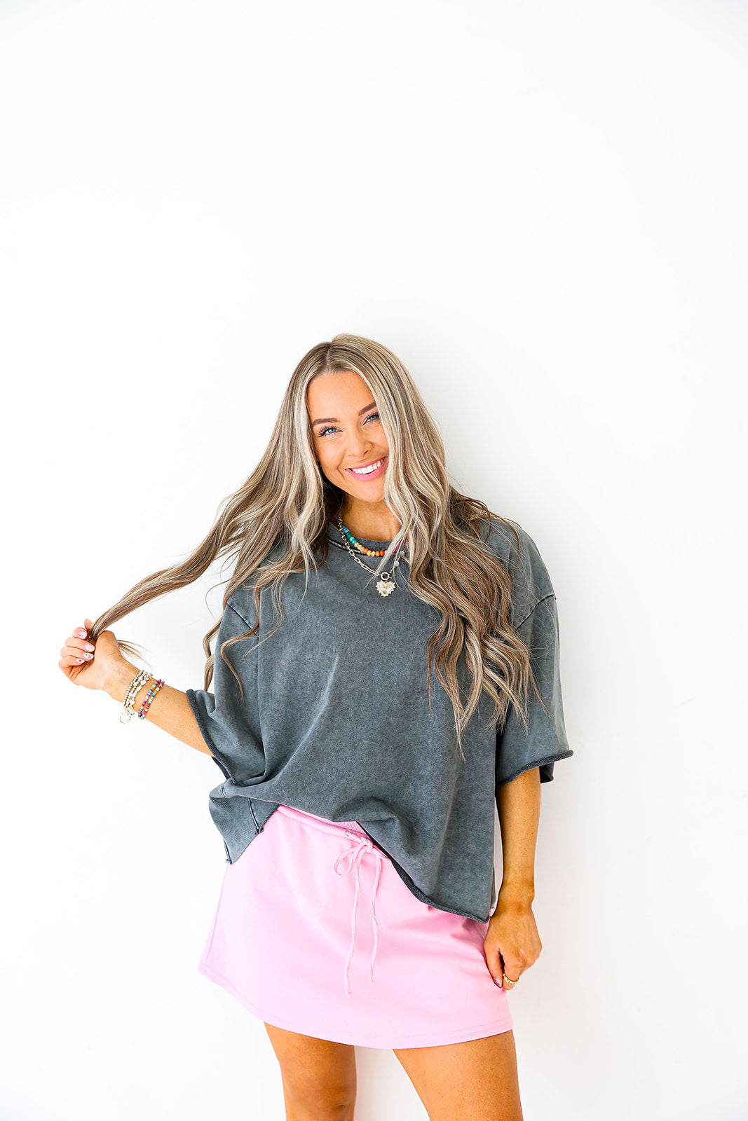 Laidback Luxe Short Sleeve Top-Ash Black