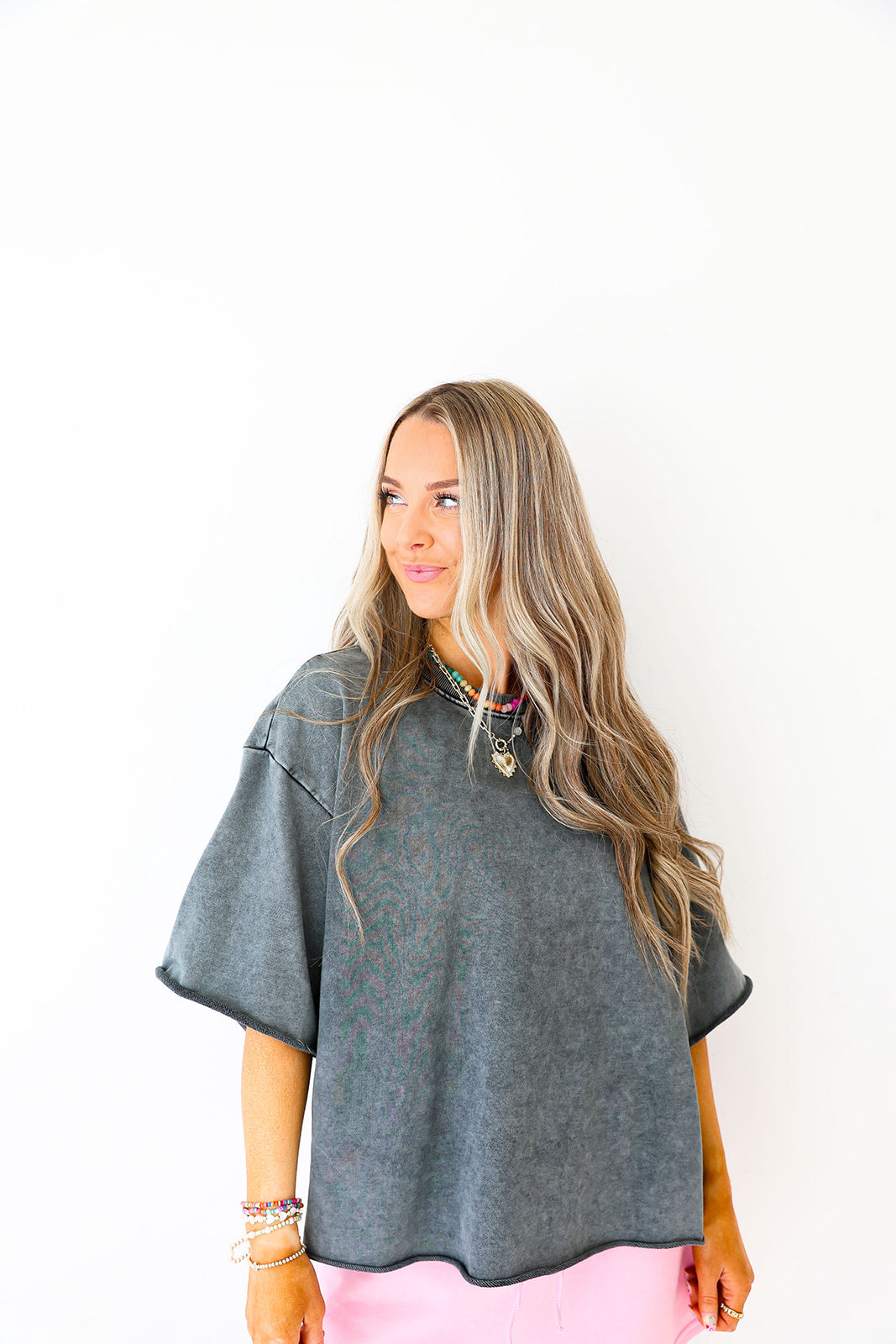 Laidback Luxe Short Sleeve Top-Ash Black