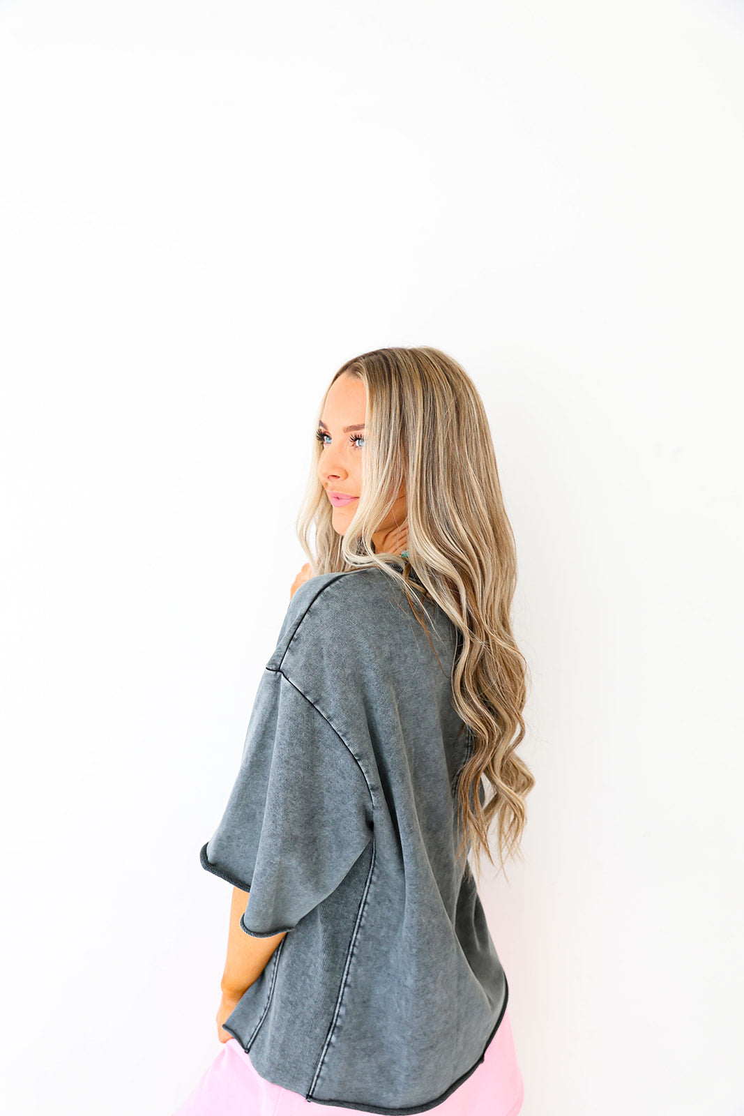 Laidback Luxe Short Sleeve Top-Ash Black