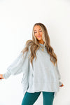 Split Hem Crewneck – Heather Gray