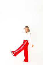 Sporty Girl Strut Track Pants-Red