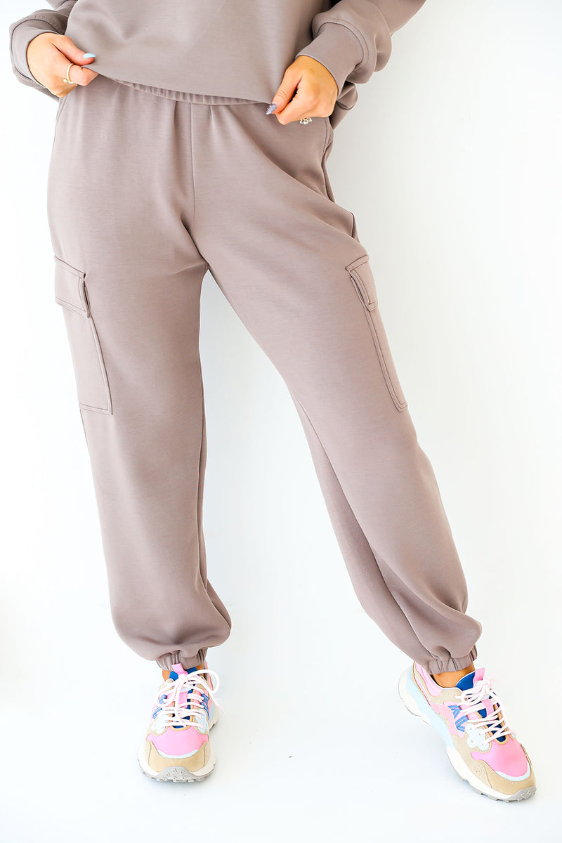 Mocha Scuba Sweatshirt & Cargo Joggers Set