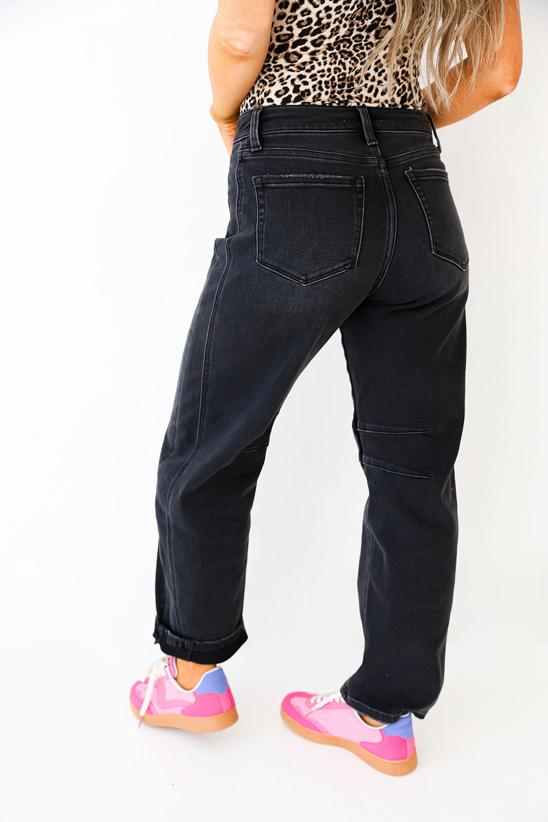 Finley Stretch Denim Barrel Jeans-Black Wash