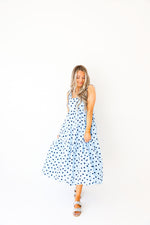 Polka Party Midi Dress-Blue