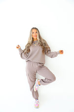 Mocha Scuba Sweatshirt & Cargo Joggers Set