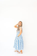 Polka Party Midi Dress-Blue