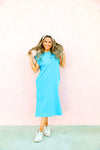 Simple And Sweet Dress-Bright Blue