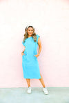 Simple And Sweet Dress-Bright Blue