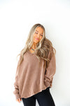 Everyday V-Neck Pullover- Chestnut