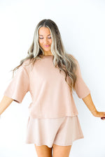 Scuba Luxe Boxy Top- Taupe
