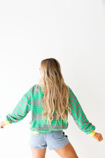Full of Vibrance Striped Pullover-Green Combo