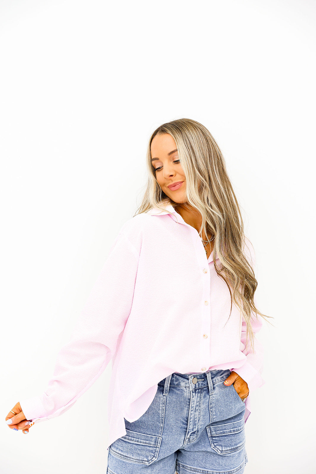 Right Place Right Time Striped Button Up + Cami