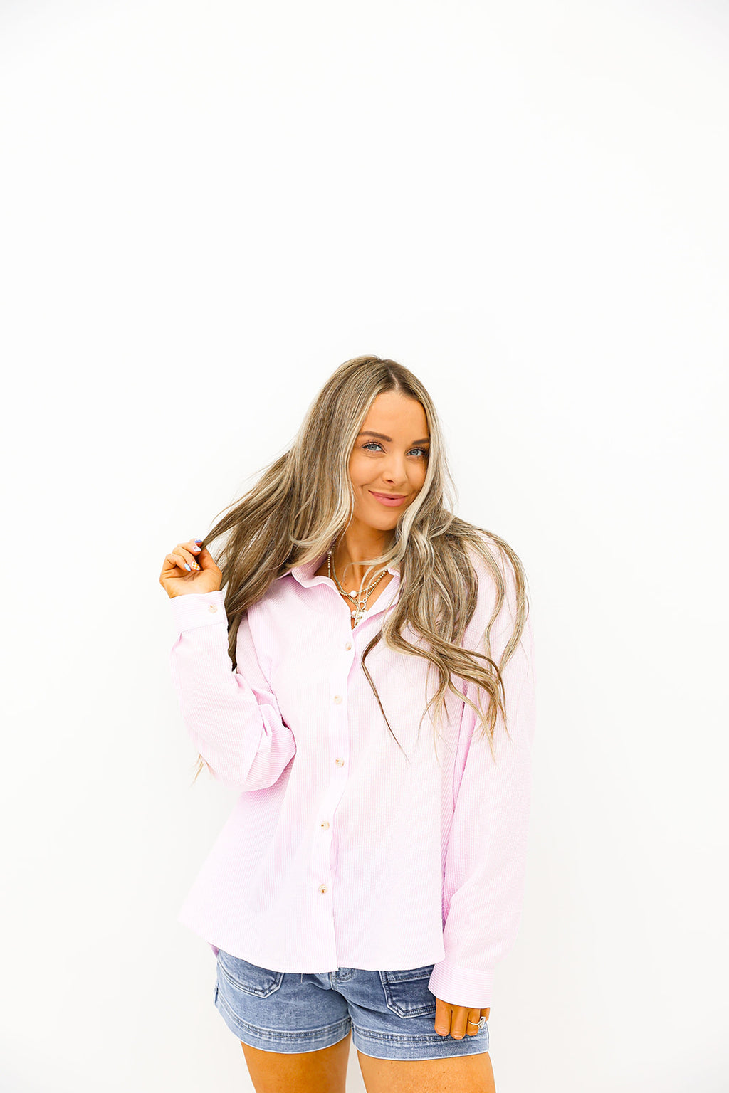 Right Place Right Time Striped Button Up + Cami