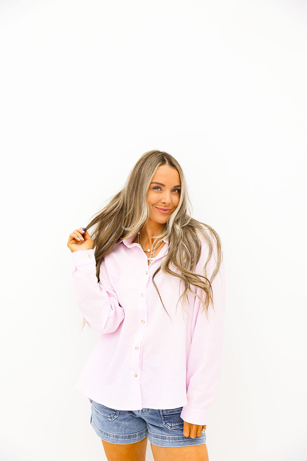 Right Place Right Time Striped Button Up + Cami