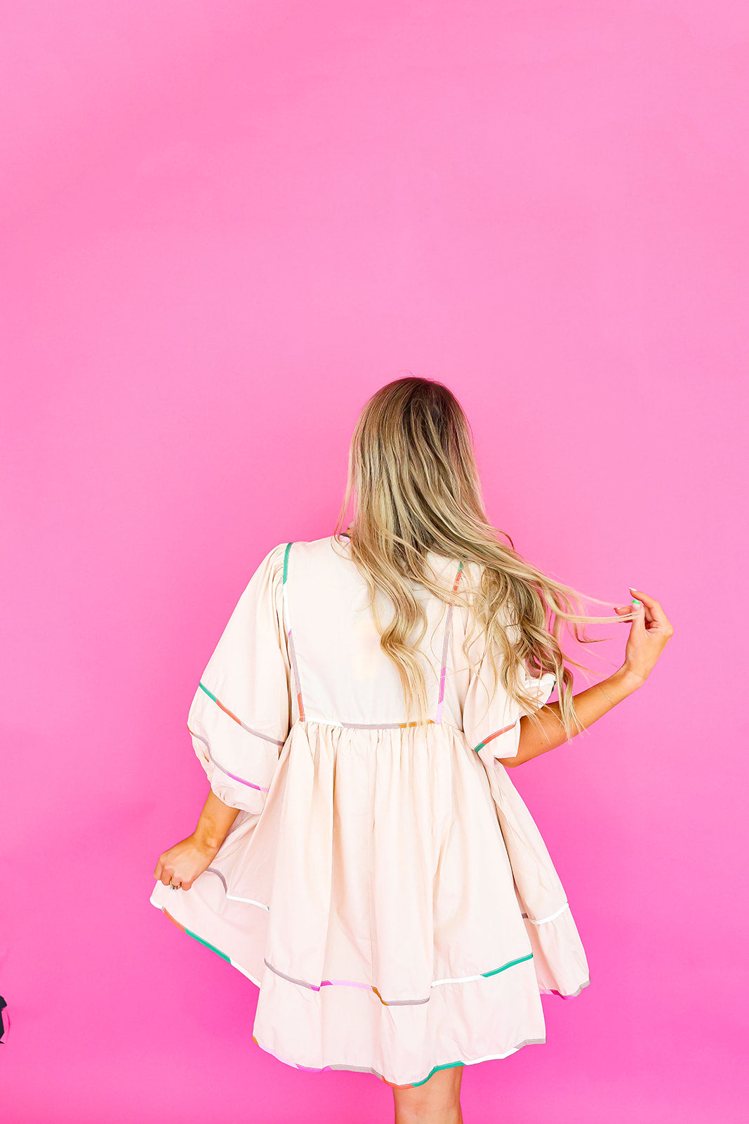 Sweet Surprises Balloon Sleeve Dress-Ecru