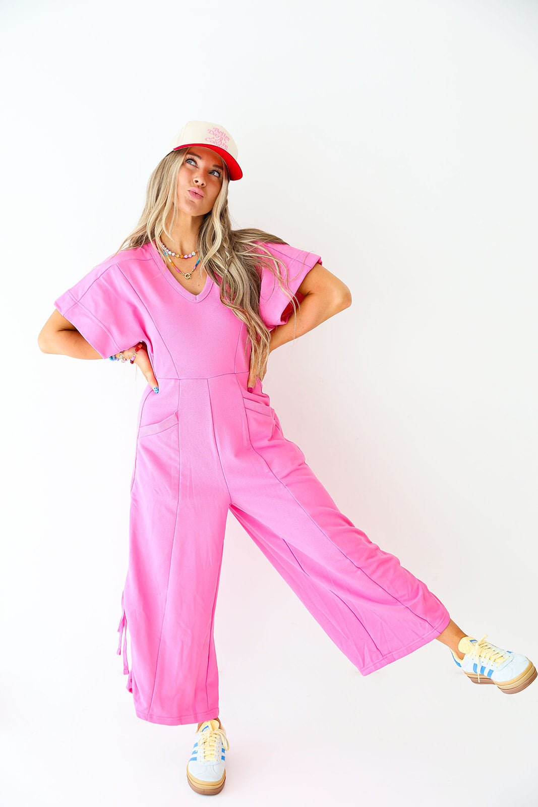 Daily Basis Cinch Detail Jumpsuit- Pink
