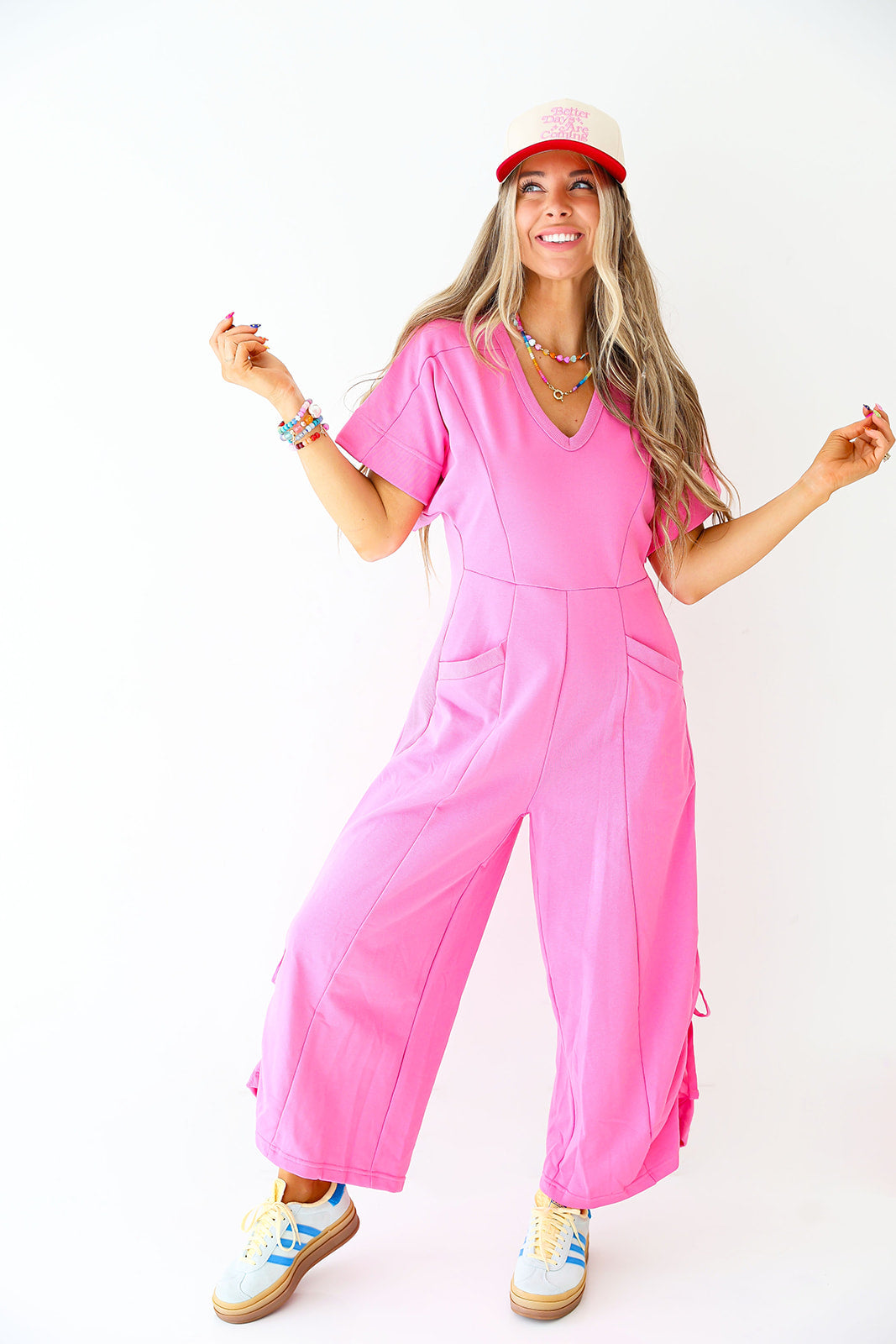 Daily Basis Cinch Detail Jumpsuit- Pink