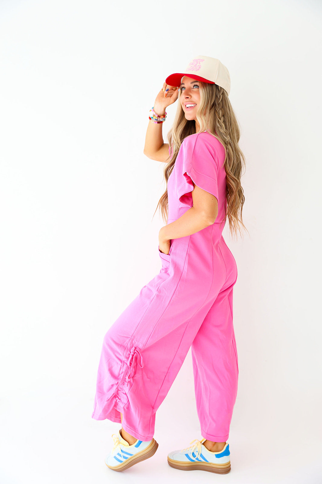 Daily Basis Cinch Detail Jumpsuit- Pink