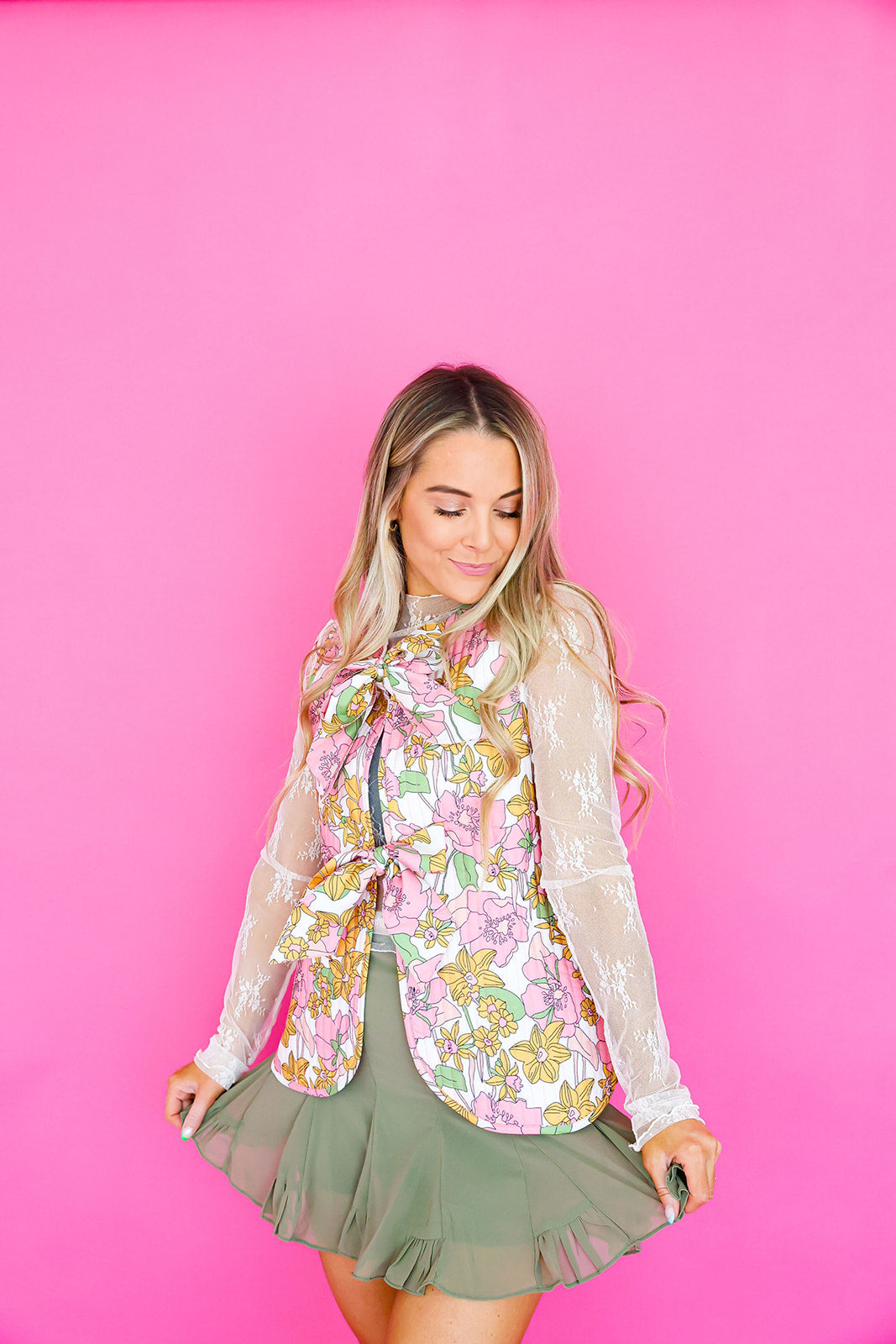 Lace Long Sleeve Layering Top-White